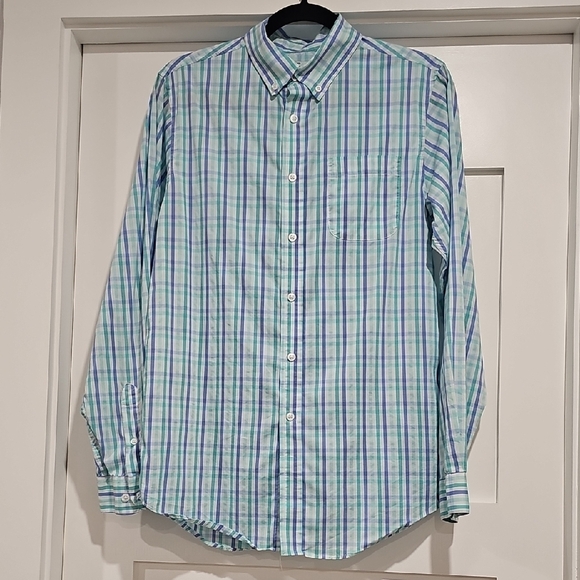 Class Club Blue and Green Casual Button Down Shirt - Picture 1 of 7